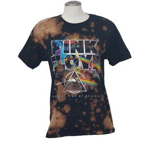 Pink Floyd Dark Side Of The Moon Bleach Dye T Shirt Mens Small Cotton Black